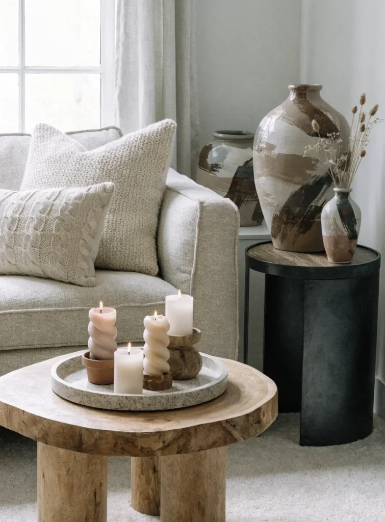 diy cozy living room decor with handmade candles