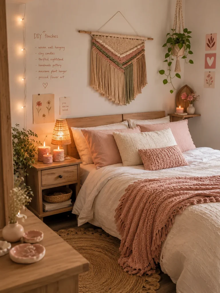 diy handmade bedroom decor with clay candles