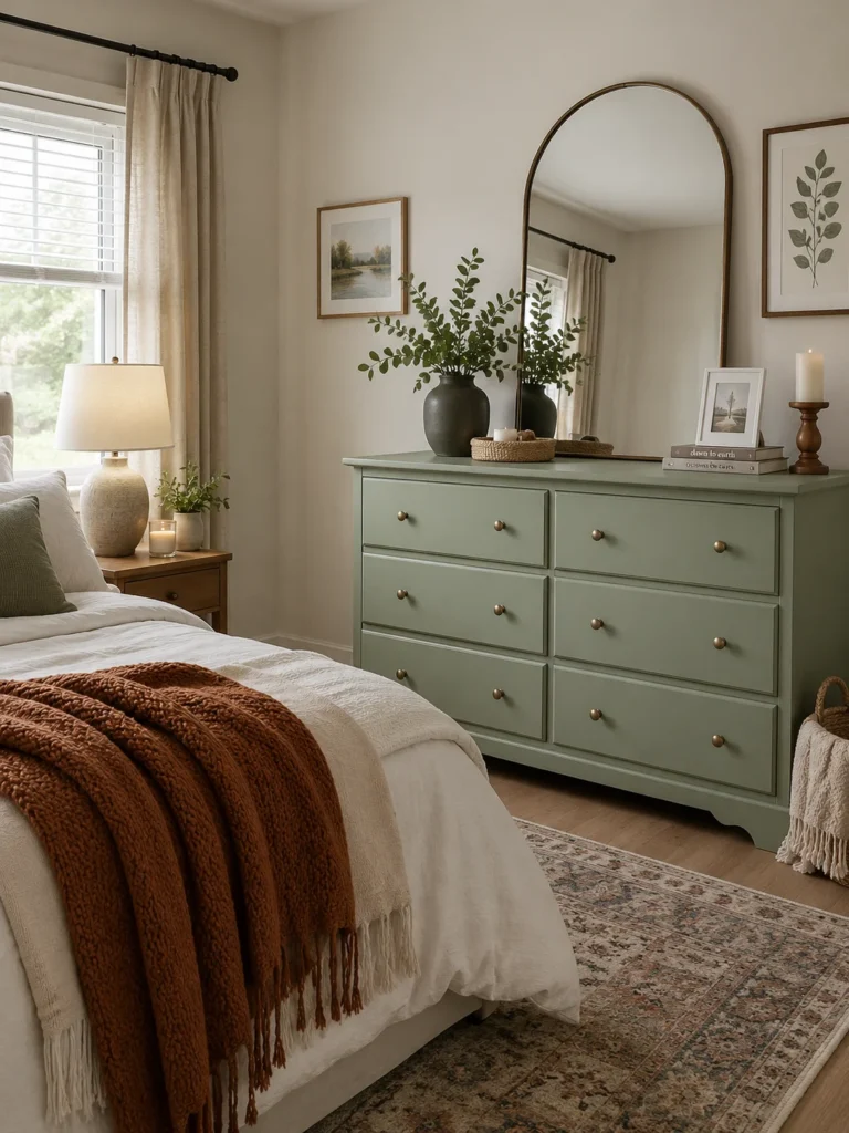 diy painted bedroom with old furniture