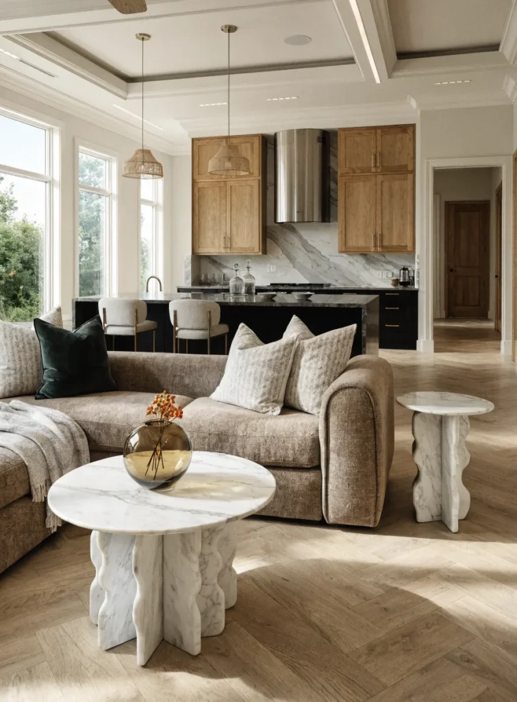 living room and kitchen with modern