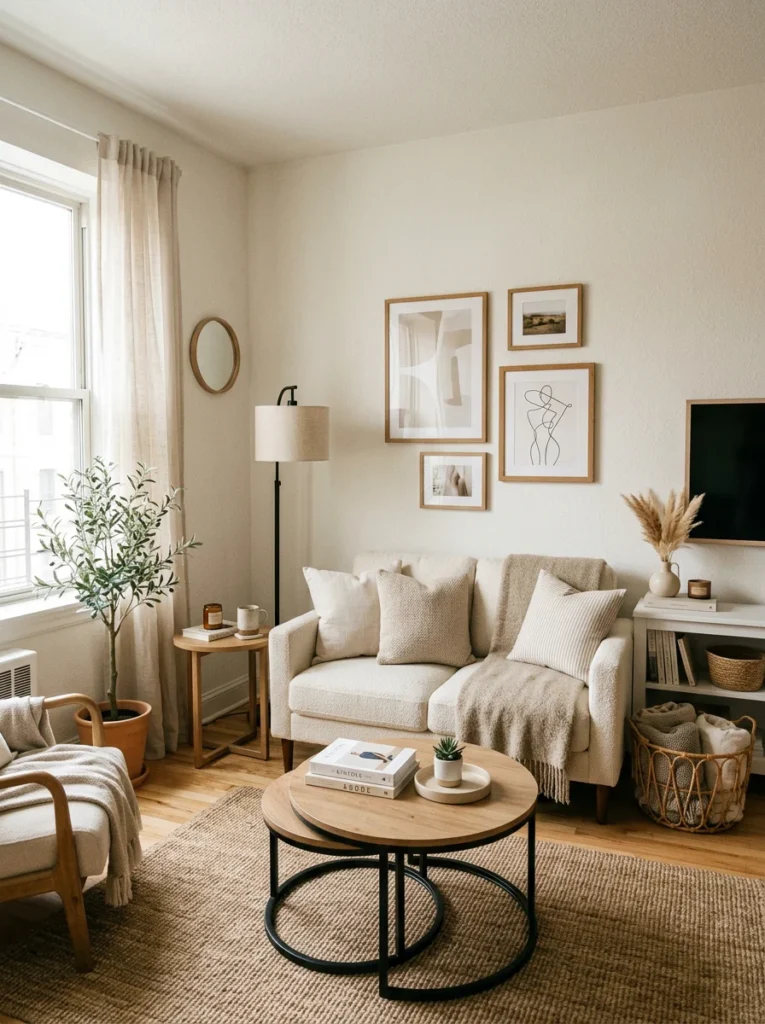 modern apartment living room with compact sofa