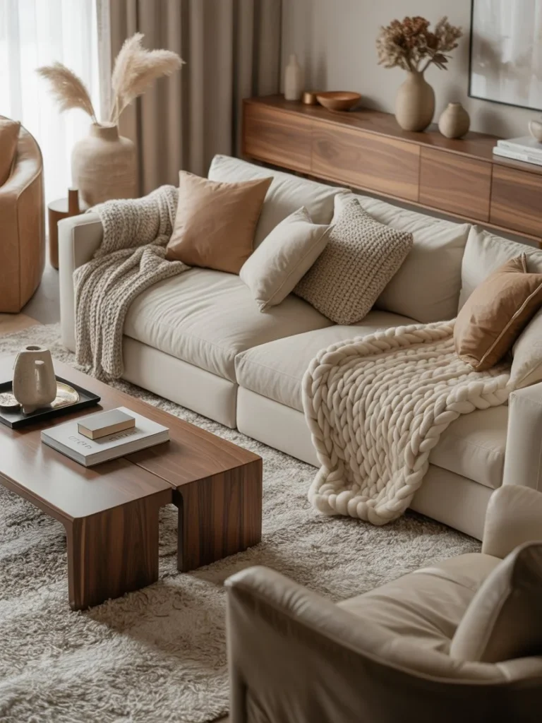 modern cozy living room with sleek furniture