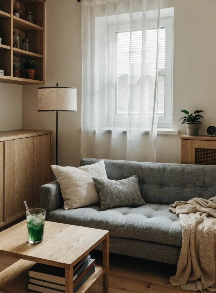 small cozy living room with minimalist decor