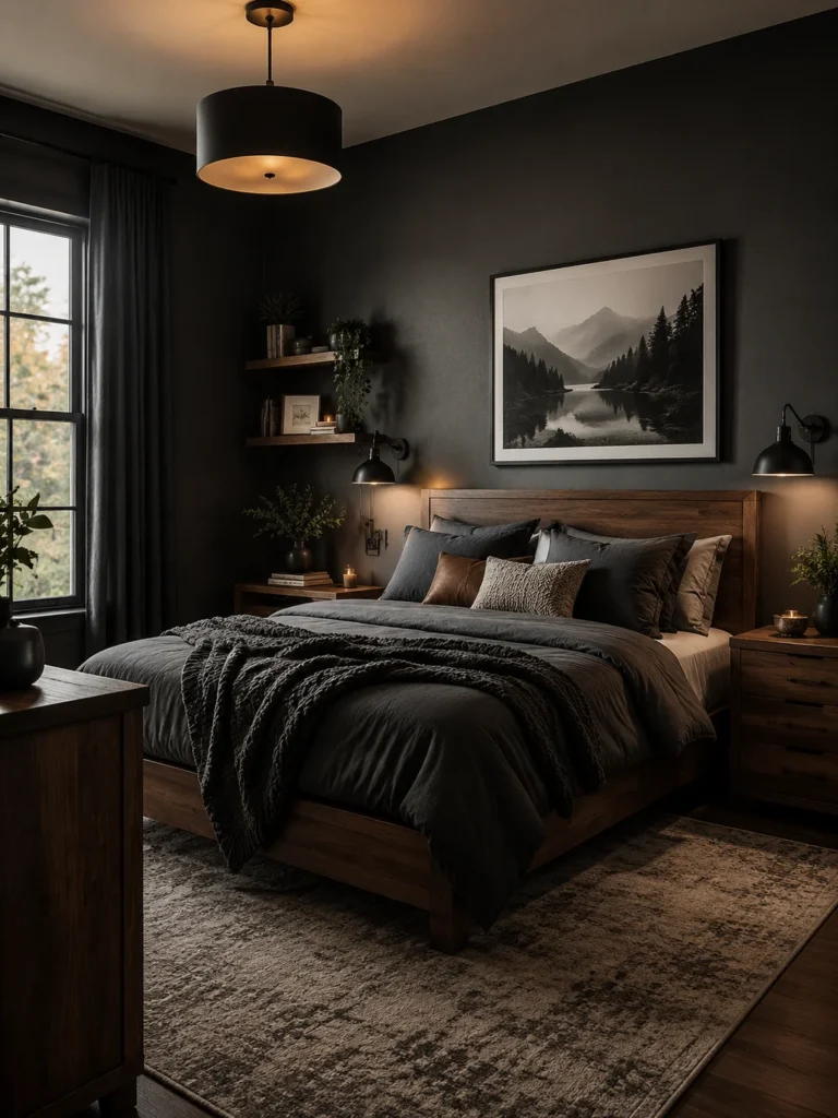 charcoal bedroom with modern style