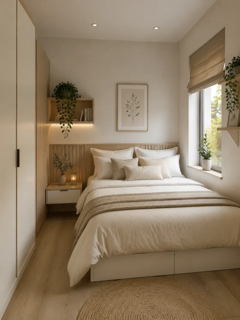 minimal tiny bedroom with clean decor