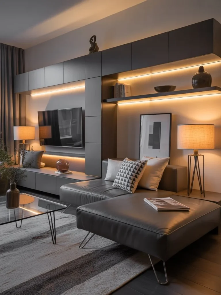 modern apartment living room with compact furniture