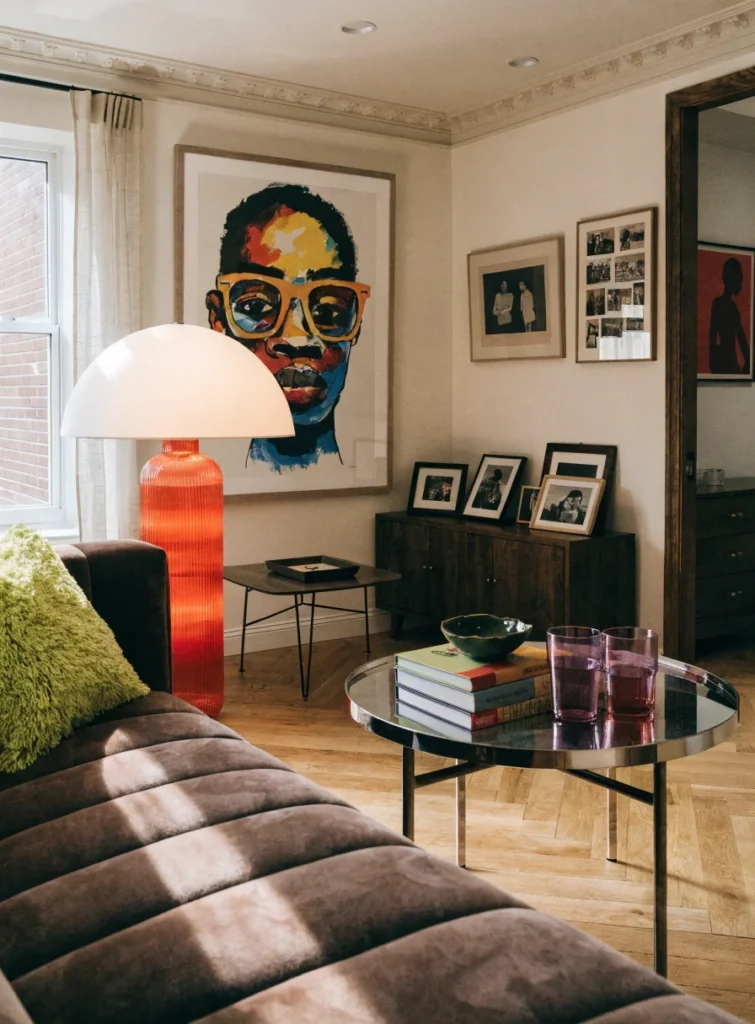 modern living room with artistic decor