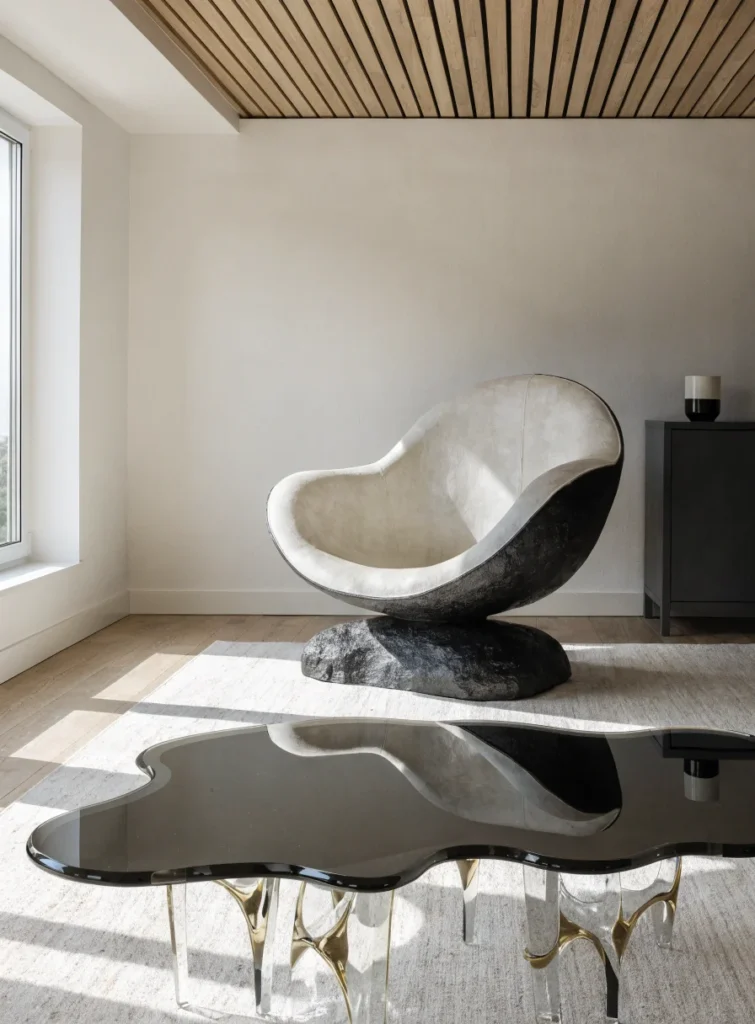 modern living room with statement furniture
