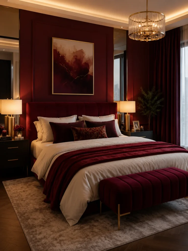 romantic red bedroom with bold personality